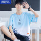 阿尼三青少年冰絲t恤男夏季短袖2025新款男夏裝初中高中學(xué)生大童運(yùn)動(dòng)裝 01款藍(lán)色 L 【105-125斤】