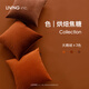 LIVING INC奶油天鵝絨 米白色北歐風(fēng)抱枕簡(jiǎn)約客廳沙發(fā)靠枕墊床上辦公室抱枕 南瓜橙 45x45cm(枕套 枕芯)