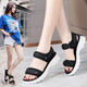 軒途詩(shī)涼鞋女款2024年新款夏季女鞋魔術(shù)貼厚底運動(dòng)沙灘鞋子小香風(fēng)女涼鞋 黑白 40