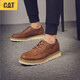 卡特（CAT）男士固特異低幫戶(hù)外工裝鞋復古油蠟皮休閑鞋防水超輕大頭 咖啡 新款 比運動(dòng)鞋偏大一碼 (150mm) 43