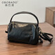 高巴度（GORBADO）復古真皮手提圓筒包頭層牛皮單肩包小包軟皮休閑植鞣皮女士斜挎包 黑色