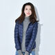 RGPX2025年最新款輕薄羽絨棉服反季清倉女士短款韓版修身顯瘦立領(lǐng)外套 藏青 連帽 L 建議100-110斤