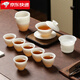 蘇氏陶瓷（SUSHI CERAMICS）高端冰種玉瓷功夫茶具套裝厚潤家用泡茶蓋碗德化白瓷茶杯禮盒裝 懸停蓋碗130ml套裝