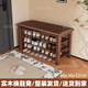 造作紀家用軟包實(shí)木換鞋凳進(jìn)門(mén)口多層鞋架入戶(hù)玄關(guān)可坐式鞋柜穿鞋凳一體 胡桃色三層80cm