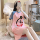 沛阮產(chǎn)后短袖月子服夏天薄款睡衣12喂奶哺乳睡裙棉質(zhì)孕婦連衣裙11月份 604卡通裙 XL (120-140斤)