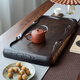 茗聚誼鑫（MINGJUYIXIN） 整塊原木烏檀木茶盤(pán)實(shí)木茶盤(pán)茶托盤(pán)茶臺功夫茶具排水式 行云流水100*50*4.5