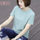 橫行道2024夏裝竹節棉半袖打底衫女士t恤女裝休閑寬松小圓領(lǐng)簡(jiǎn)約文藝 豆綠 4XL