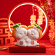 藝上美訂婚禮物一對(duì)桌面擺件情人節(jié)結(jié)婚送新人新郎新娘小夜燈工藝品裝飾 抱抱兔（禮盒裝）+剪影燈