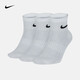 耐克（NIKE）官方 EVERYDAY LTWT ANKLE 3PR 三雙裝白色中筒休閑襪運動(dòng) SX7677-100 L