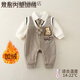 格素凡超萌嬰兒衣服長袖秋季寶寶連體衣百天學(xué)院雙層春秋哈衣可愛外出服 領(lǐng)帶加絨長袖連體 內(nèi)里加絨 73 適合12-16斤