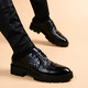 奧爾彼厚底增高正裝皮鞋男布洛克韓版鱷魚(yú)紋潮流英倫發(fā)型師商務(wù)休閑潮鞋 黑色 39