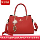 威仕頓品牌專(zhuān)柜新款輕奢高端手提包真皮女士包包節日母親節送媽媽牛皮包 【高檔禮盒裝】大紅色 中包
