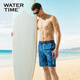 WATERTIME泳褲男五分平角游泳褲速干寬松大碼沖浪防尷尬沙灘褲男 樹(shù)葉花L