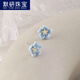 默研（MOYAN）s925銀藍色山茶花耳釘女2025年新款洋氣小眾設計感復古樹脂 藍色山茶花耳釘-金白色   A29-101 925銀
