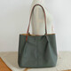 tushky品牌 牛皮純色牛津布托特包通勤帆布包手提包A4文件袋尼龍單肩包 墨綠色
