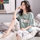 伴心樂(lè )（Banxinle）夏天睡衣女生短袖七分褲居家服純棉夏季韓版少女學(xué)生薄款兩件套裝 MJC-6978#綠色 女L/165