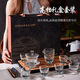 IKXO高檔水晶玻璃功夫茶具套裝辦公會(huì)客泡茶耐熱加厚蓋碗送禮禮盒裝 綠松石水晶玻璃套裝