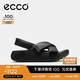 愛步（ECCO）涼鞋女 輕盈厚底泡芙鞋圓頭牛皮外穿拖鞋 科摩206653 黑色36