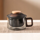 瓷牌茗茶具玻璃茶水分離泡茶杯辦公室帶蓋陶瓷內膽過(guò)濾創(chuàng  )意個(gè)人墩墩茶杯 青灰墩墩三件杯-陶瓷內膽（黑）