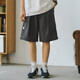 714street潮牌日系短褲男女夏季運動(dòng)褲五分褲寬松休閑褲工裝褲子 黑灰色 M