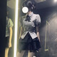 will not2024新款小個子純欲套裝學院風女裝短裙子日系JK制服襯衫女兩件套 青灰襯衫+領結+蕾絲邊蓬蓬裙 套 S
