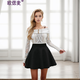 歐偲麥短裙半身裙子女防走光百褶裙春秋季高腰a字裙蓬蓬 5006 黑 XL