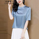 衣典零一（LEDIALYI）2025夏季女裝新款高端品牌洋氣真絲襯衫女桑蠶絲襯衣短袖t恤上衣 深蘭 2XL