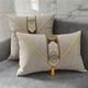 家簡(jiǎn)兔新中式古典沙發(fā)靠枕中國風(fēng)加厚腰靠墊可拆洗枕套客廳抱枕 米色拼福臨門(mén) 35x50cm（外套+枕芯）