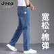 JEEP SPIRIT高端牛仔褲男夏季2025薄款寬松彈力褲子男直筒闊腿休閑長褲 602藍(lán)色 32