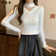 伊離姿半高領(lǐng)毛衣女秋冬新款鏤空掛脖設計感修身顯瘦百搭上衣針織打底衫 白色 L 建議100-110斤