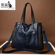 袋鼠大容量真皮羊皮軟皮大包包女2026七夕潮手提包單肩女包斜挎包時(shí)尚 藍色-送真皮卡包