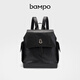 半坡飾族（bampo）新品瓦檐包 書(shū)包背包頭層牛皮雙肩包葫蘆五金女包女休閑書(shū)包 墨碳黑930