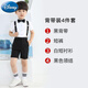 迪士尼（Disney）兒童小西裝套裝男2024新款中小寶寶花童禮服主持人走秀鋼琴男孩子 短袖+短褲+背帶+黑領(lǐng)結(jié) 130