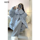 格邏恩（GELUOEN）小個(gè)子羽絨棉服女2024新款韓系寬松牛角扣棉衣面包服冬季加厚外套 淺藍(lán)色 均碼（可備注碼數(shù)）