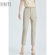 菲妮迪（FINITY）女裝休閑褲夏季簡(jiǎn)約直筒純色垂感立體修身女士西褲 卡其色 M