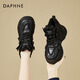 達芙妮加絨保暖厚底內增高老爹鞋女鞋2025新款休閑鞋女時(shí)尚小個(gè)子運動(dòng)鞋 黑色 36