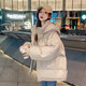 衣圖雅 冬季棉服女學(xué)生2022新款棉襖衣服女百搭加厚連帽外套秋冬款女韓版寬松棉衣潮 米白色 均碼