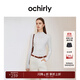 歐時(shí)力OCHIRLY 桑蠶絲羊毛套頭毛衣女修身針織潮流感休閑高級感 米白 S