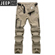 JEEP SPIRIT吉普戶(hù)外冰絲速干褲男女夏季薄款可拆卸兩截沖鋒褲登山運動(dòng)褲子 男卡其兩截可拆卸款 XXL