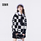 森馬森馬毛衣女中長(cháng)款oversize棋盤(pán)格春秋款毛衫甜酷 黑白色調0191 160/84A/M