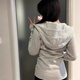 DXOT花灰色短外套女秋2025新款修身顯瘦秋冬季連帽開(kāi)衫衛(wèi)衣小個(gè)子上衣 灰色 M 建議95-105斤