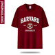美國名校哈佛大學(xué)T恤紀念衫寬松短袖夏季Harvard校服紀念品 酒紅色 3XL