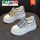 卡帝樂(lè )鱷魚(yú)（CARTELO）厚底內增高8cm小白鞋女ins潮2025年夏新款網(wǎng)紗透氣松糕運動(dòng)休閑鞋 藍色 36