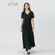 VOA條紋黑41姆米重磅桑蠶絲V領(lǐng)釘珠裝飾短袖真絲連衣裙 AE1717 條紋黑（B16） 2XL