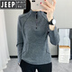 JEEP SPIRIT戶(hù)外彈力運動(dòng)抓絨衣女上衣加厚保暖長(cháng)袖T恤女磨毛德絨防靜電冬季 深灰色 2XL (120-130斤)
