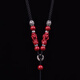 墨馳朱砂掛繩S925銀項鏈繩貔貅吊墜繩手工翡翠玉佩平安扣掛脖繩子男女 【貔貅款】朱砂黑色掛繩