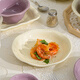 佩爾森（CERAMICS）奶油風(fēng)陶瓷盤子高溫釉下彩餐盤高級感家用圓盤飯盤 8英寸盤-奶黃色+芋泥紫混色4個裝 1英寸 餐盤