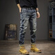 潮天士秋冬季美式復古重磅水洗懷舊牛仔褲男小腳直筒百搭休閑寬松長(cháng)褲子 復古藍 30【115-130斤】