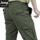 吉普（JEEP）工裝褲男士戶外休閑勞保褲子工作多袋寬松直筒耐磨耐臟沖鋒登山褲 軍綠色-夏季款 L (建議135-150斤穿)