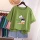 奢娣魅儷2023新款夏季短袖t恤女印花韓版寬松學(xué)生百搭半袖上衣女裝大號潮 牛油果綠五只小貓咪 M 【建議80-100斤】